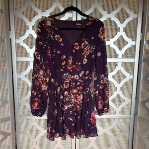 NWT Lulu's Floral Purple Long Sleeve Sundress for Cocktail